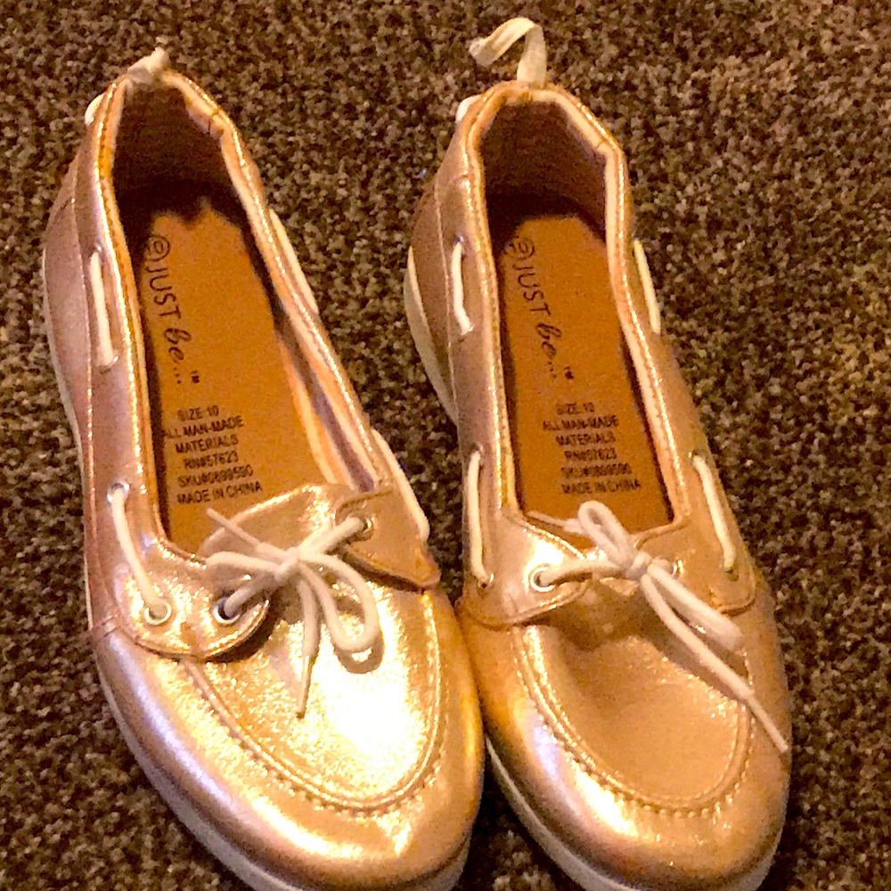 Rose gold flats with laces